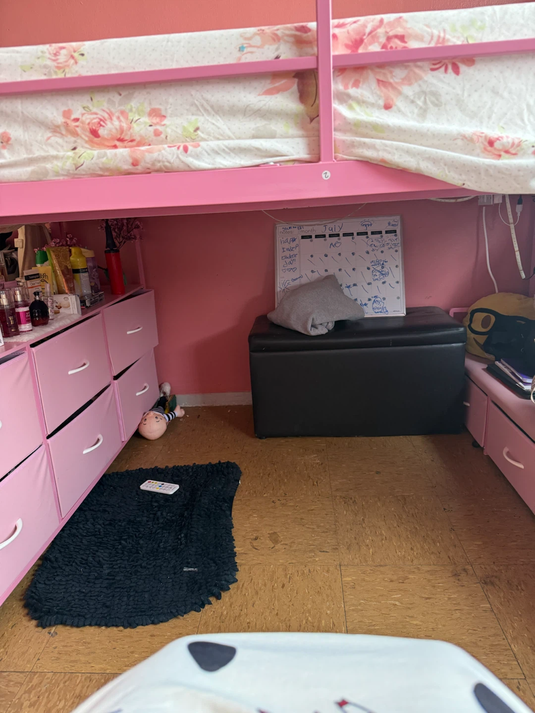 🩷 Pink Loft Bed with Storage, Sitting Area & LEDs — $300 OBO - photo 2