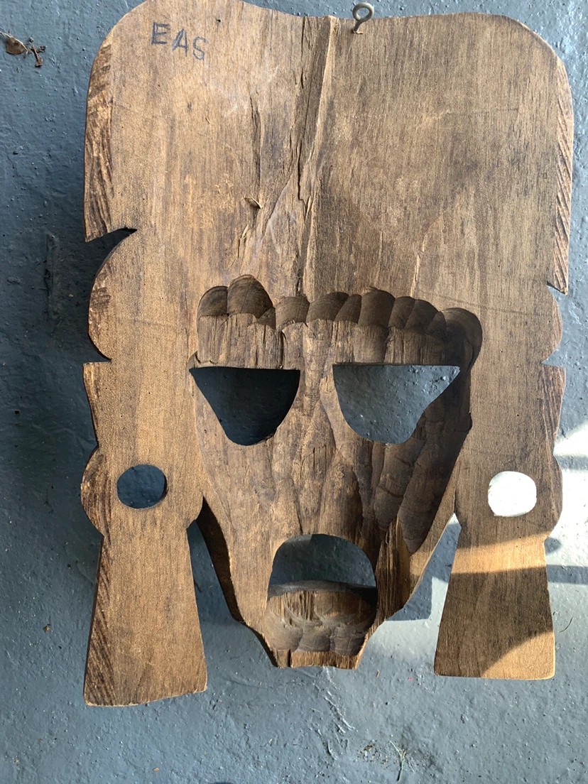 Hand-Carved Mayan Inspired Wood Wall Mask - photo 5
