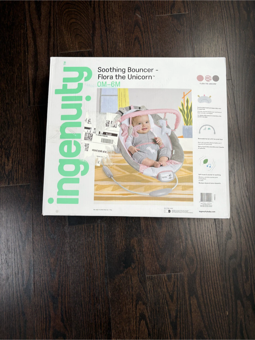 Ingenuity Soothing Bouncer - Flora the Unicorn - photo 4