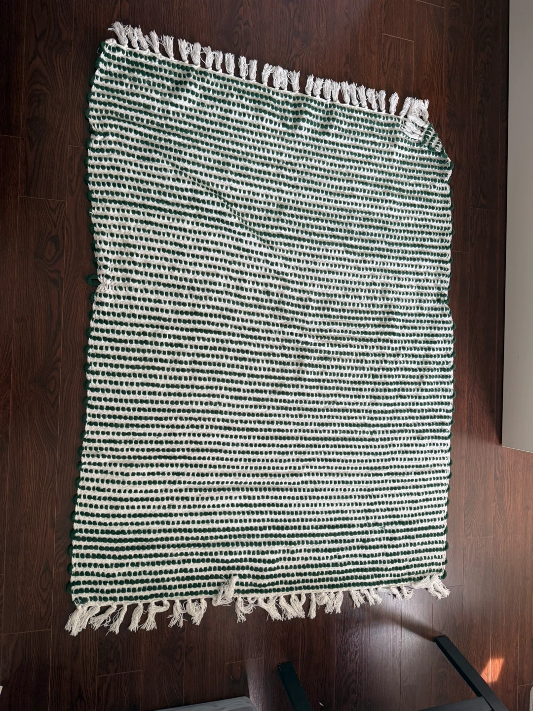 Green and white Wool blanket