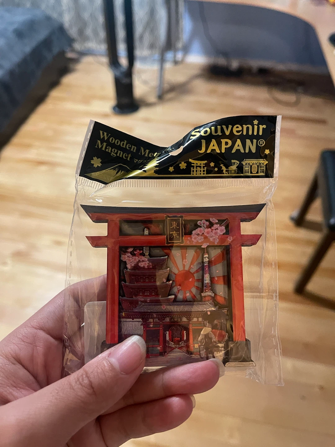 Souvenir Japan Wooden Metal Magnet