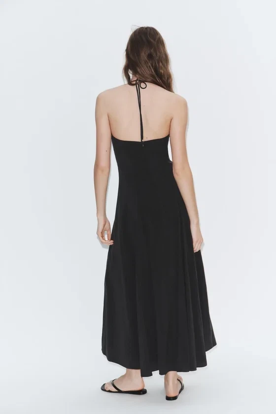 Zara Charcoal Grey Halter Midi Dress - photo 2