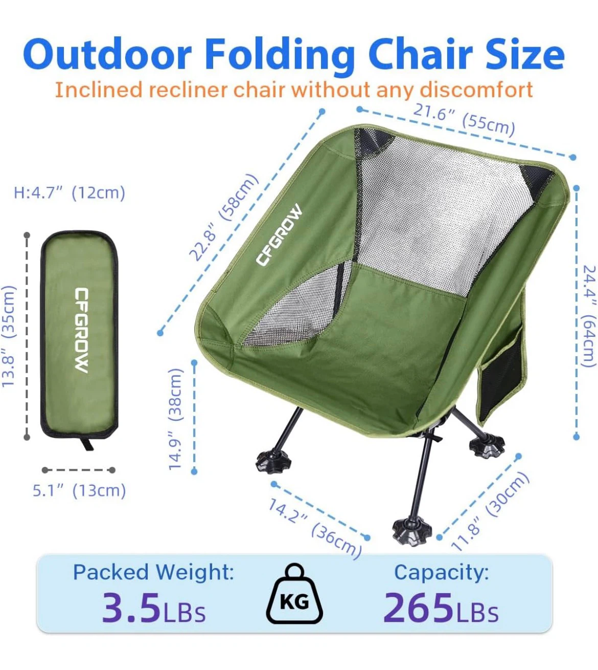 CFGROW Foldable Outdoor Camping Chair - photo 3