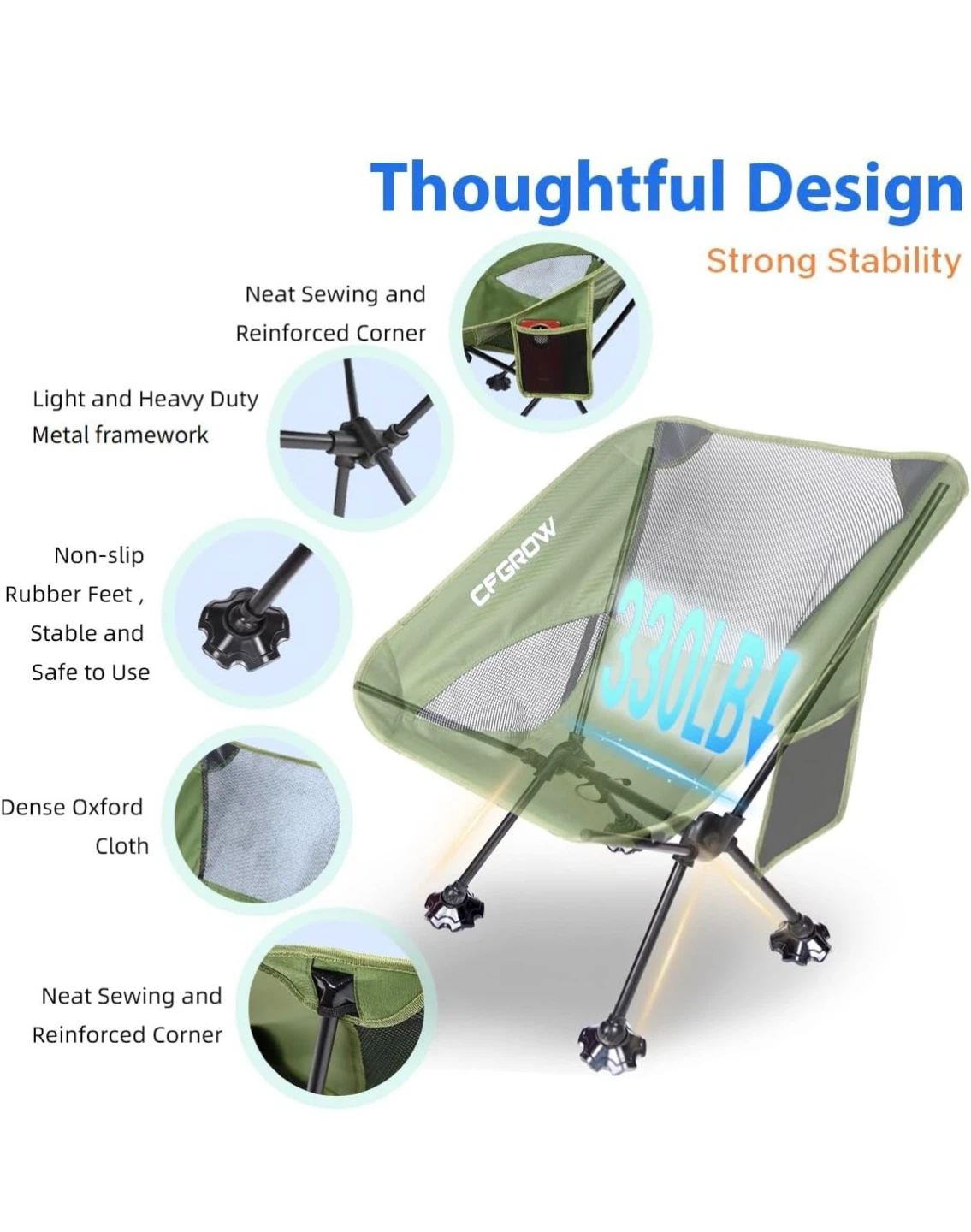 CFGROW Foldable Outdoor Camping Chair - photo 4