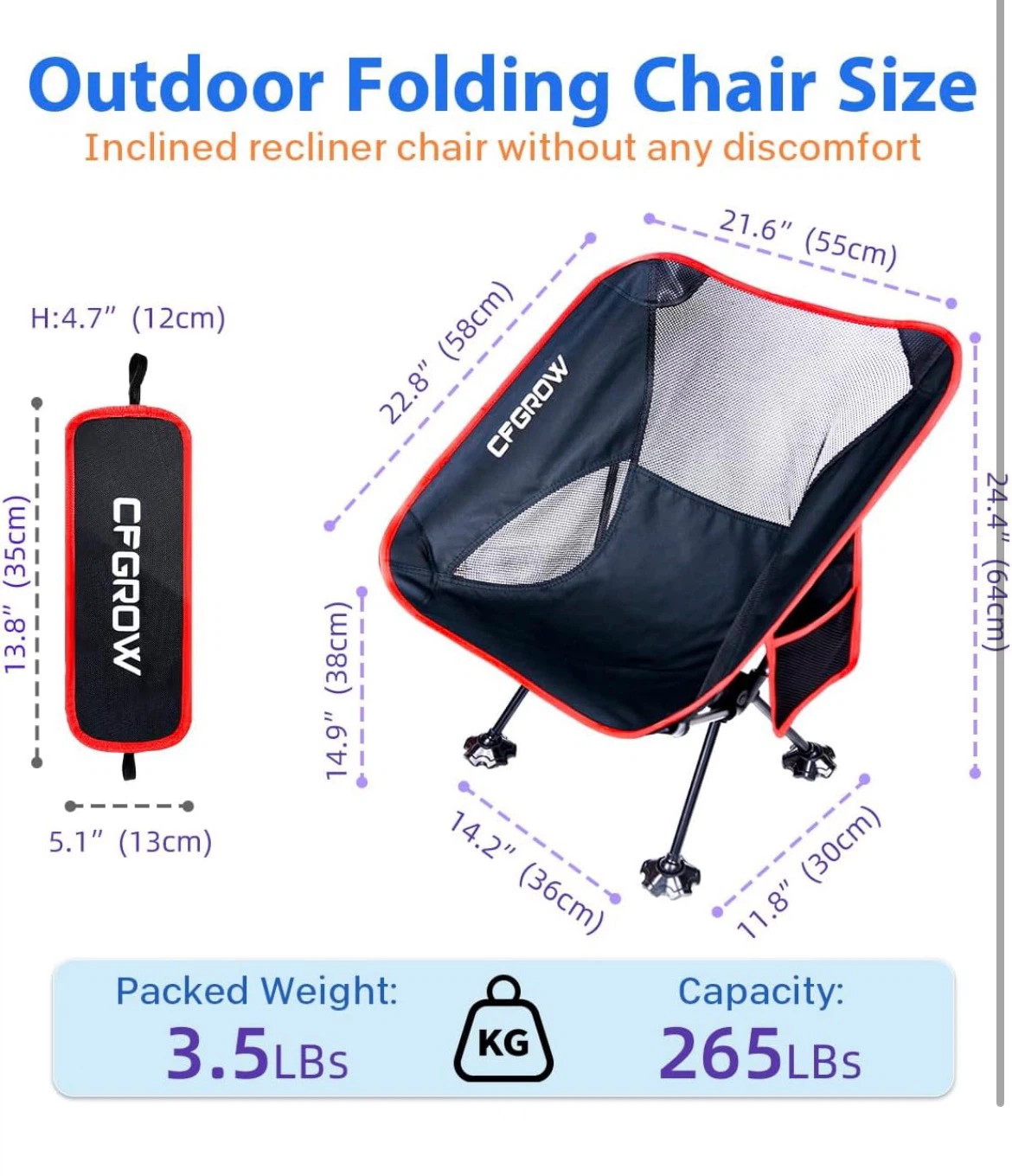 CFGROW Portable Outdoor Folding Chair - photo 3