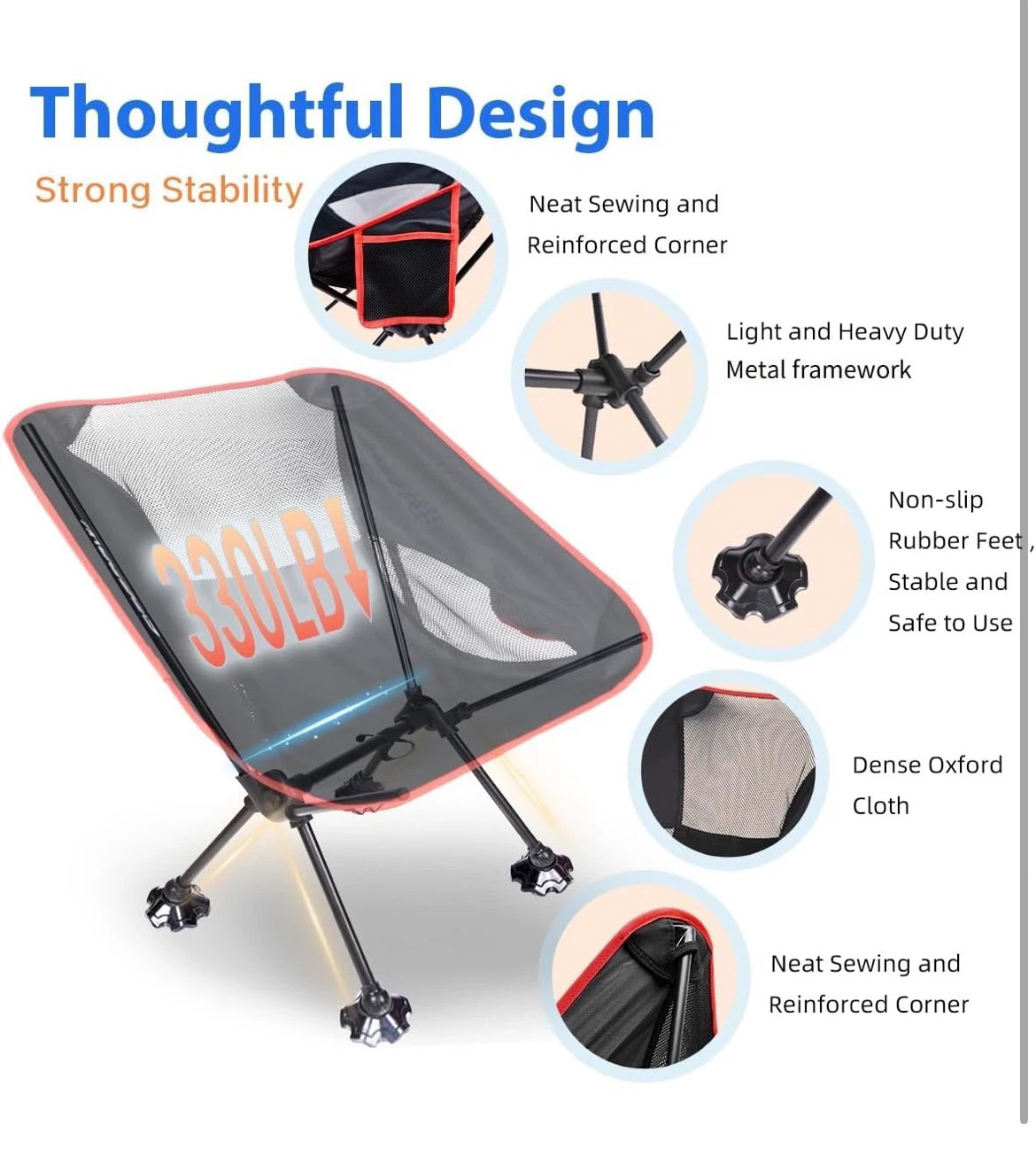 CFGROW Portable Outdoor Folding Chair - photo 4