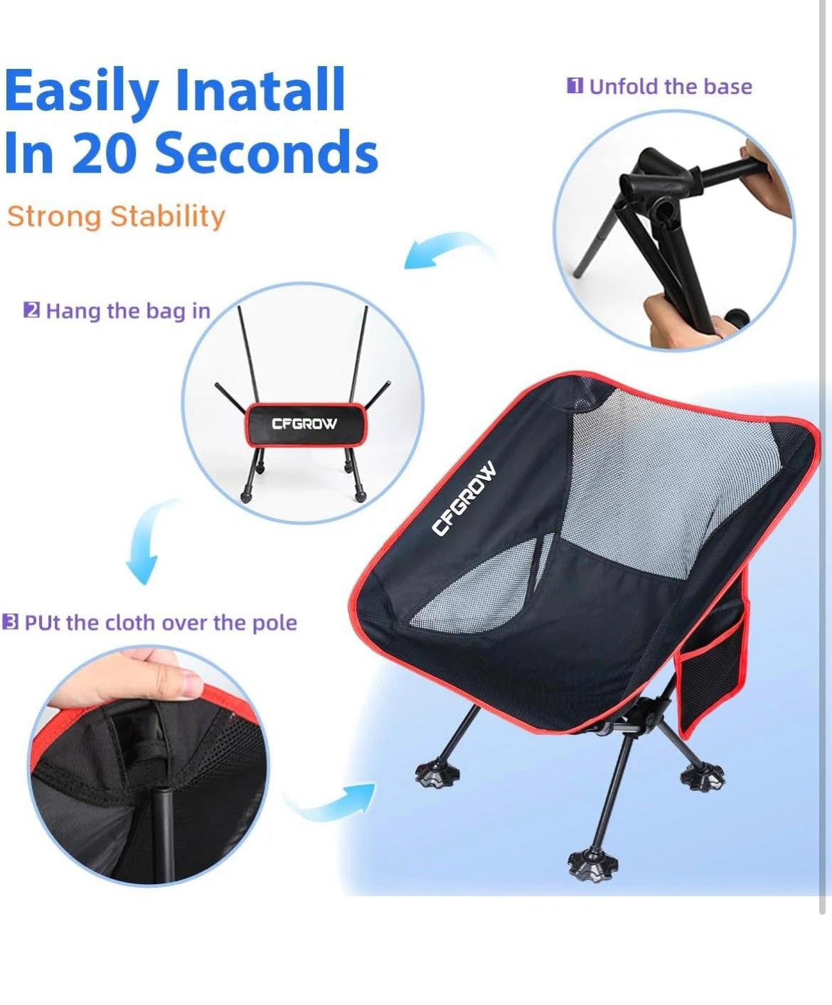 CFGROW Portable Outdoor Folding Chair - photo 5
