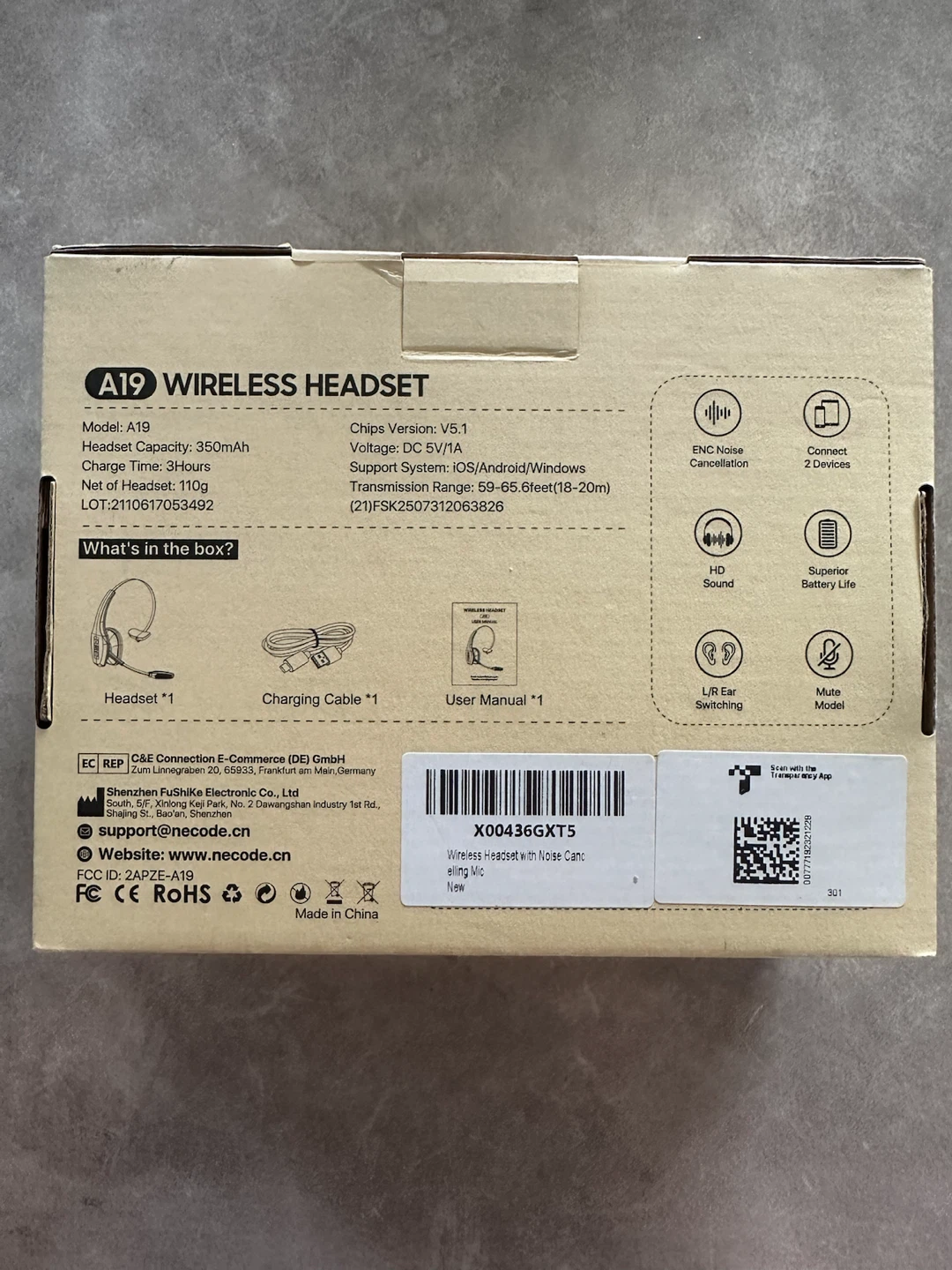 A19 Wireless Headset with ENC Noise Cancellation - photo 3