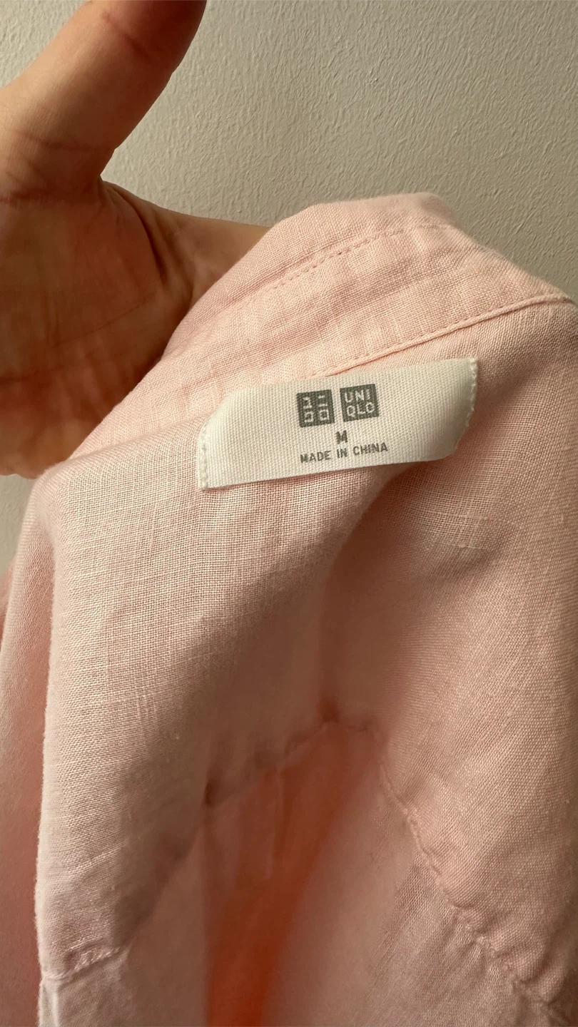 Uniqlo light pink linen Shirt M - photo 2