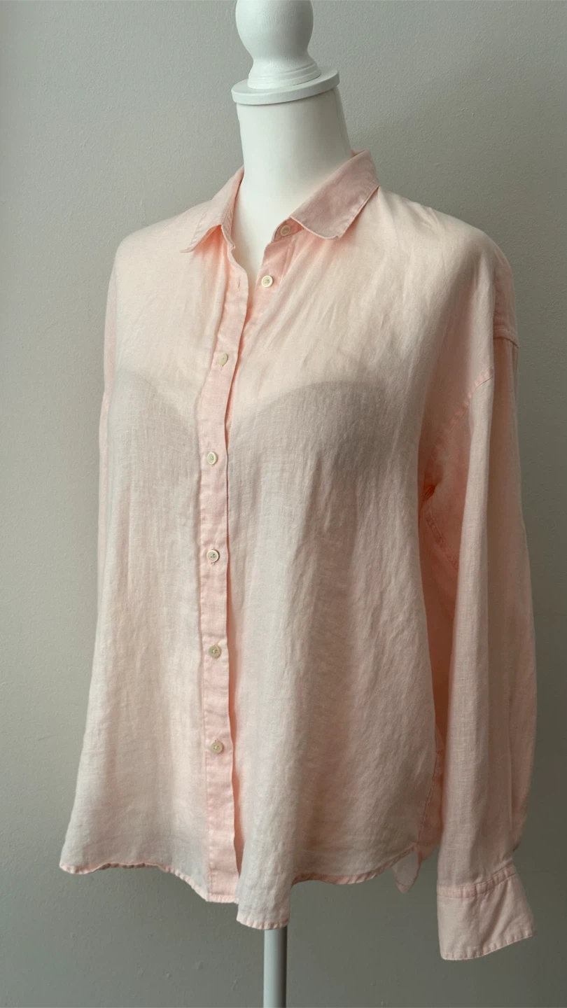 Uniqlo light pink linen Shirt M - photo 3