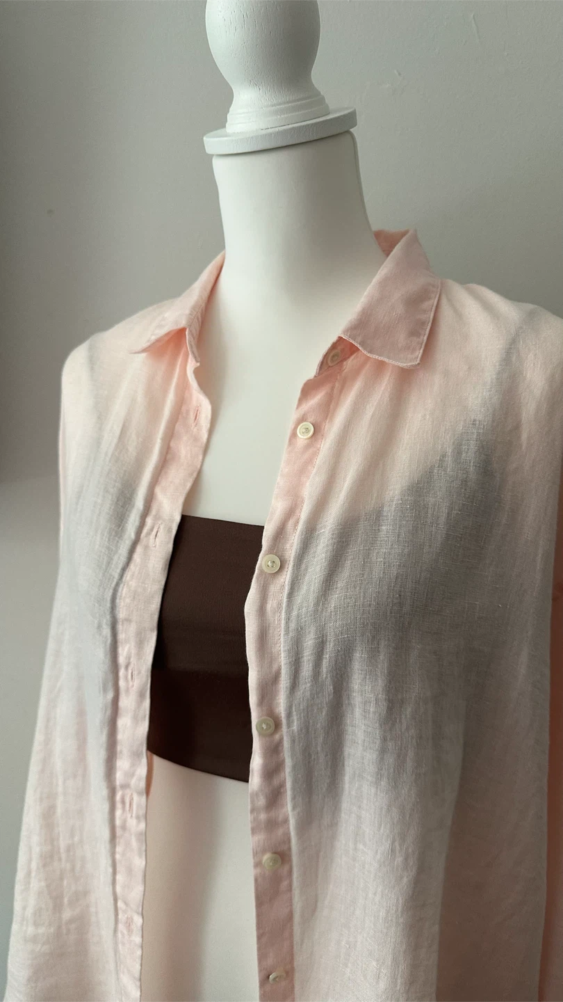 Uniqlo light pink linen Shirt M - photo 4