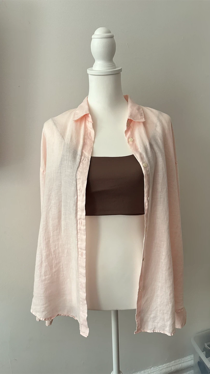 Uniqlo light pink linen Shirt M - photo 5