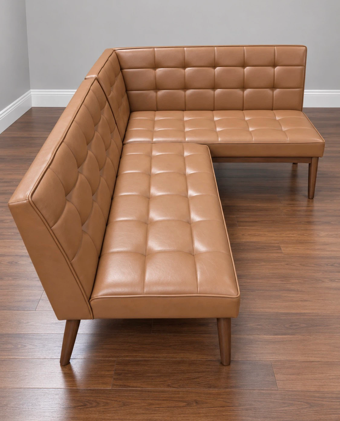 New Mid Century Modern Tan Banquette Sofa Seating Bench - photo 2
