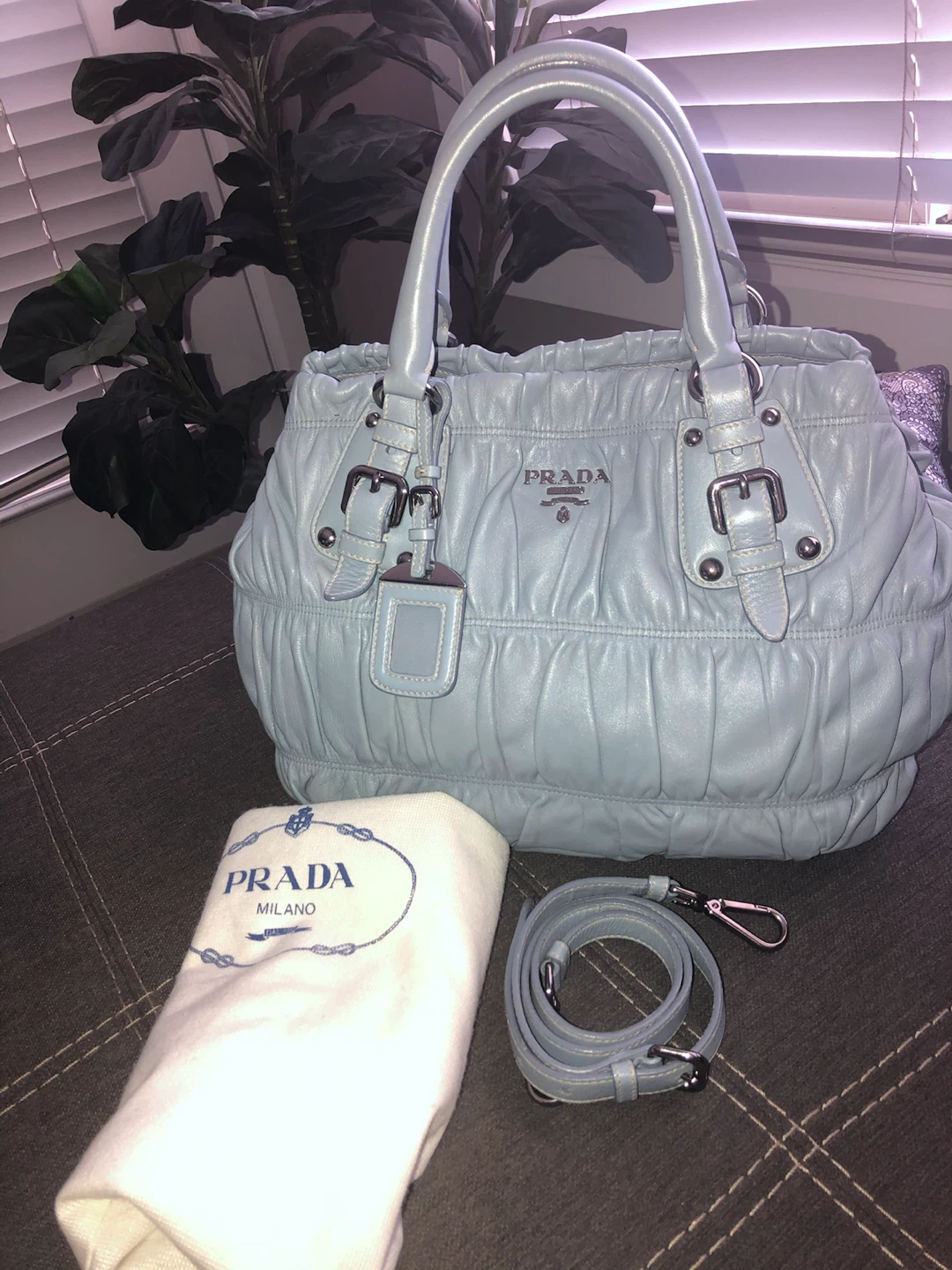 Prada Baby Blue Leather Handbag