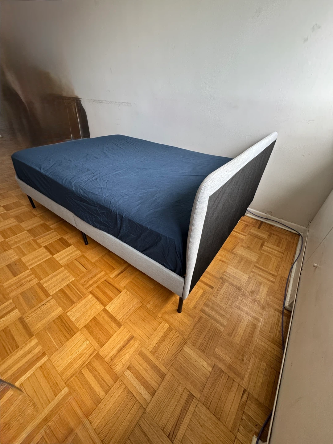Grey Upholstered Bed Frame with Mattress - photo 3