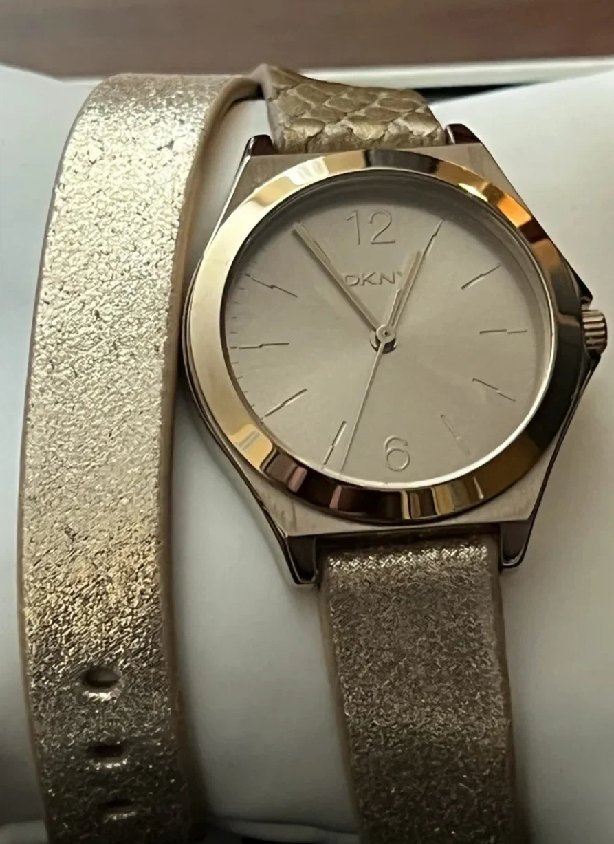 New, DKNY Gold Tone Wrap Watch NY2375