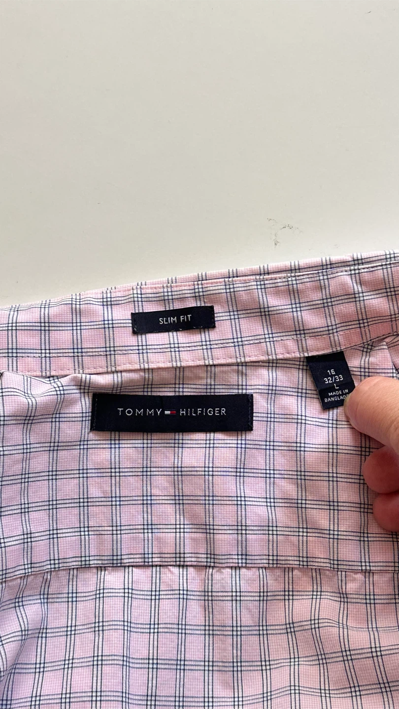 Tommy Hilfiger Button Down Shirt pink plaid - Slim Fit M, L - photo 3