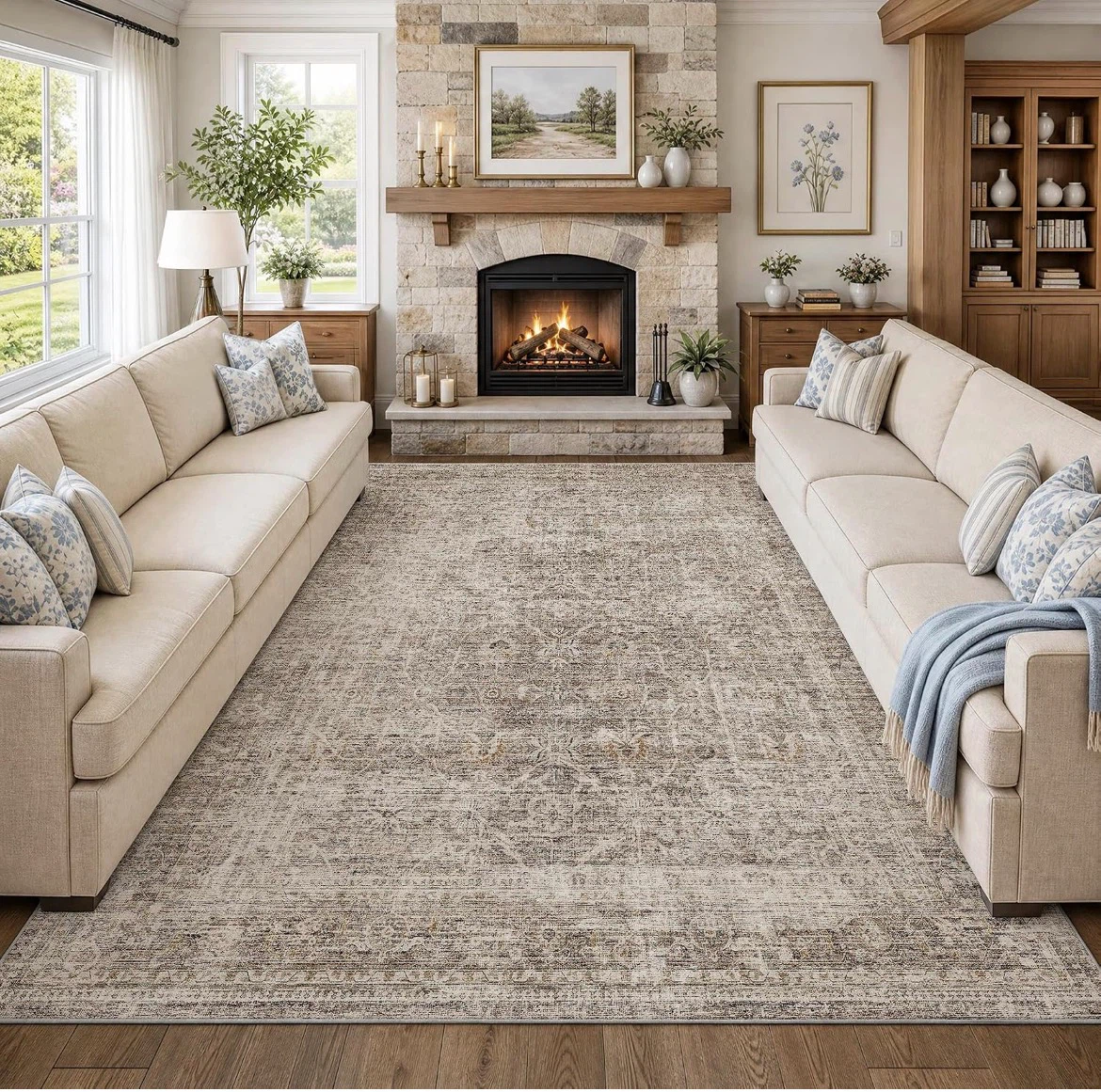6x9 Vintage Style Distressed Area Rug