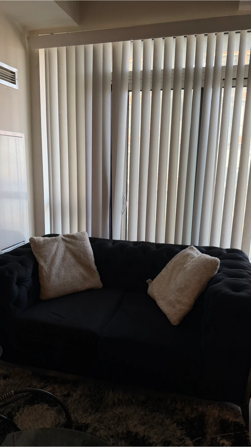 Black Velvet Tufted Sofa - photo 2