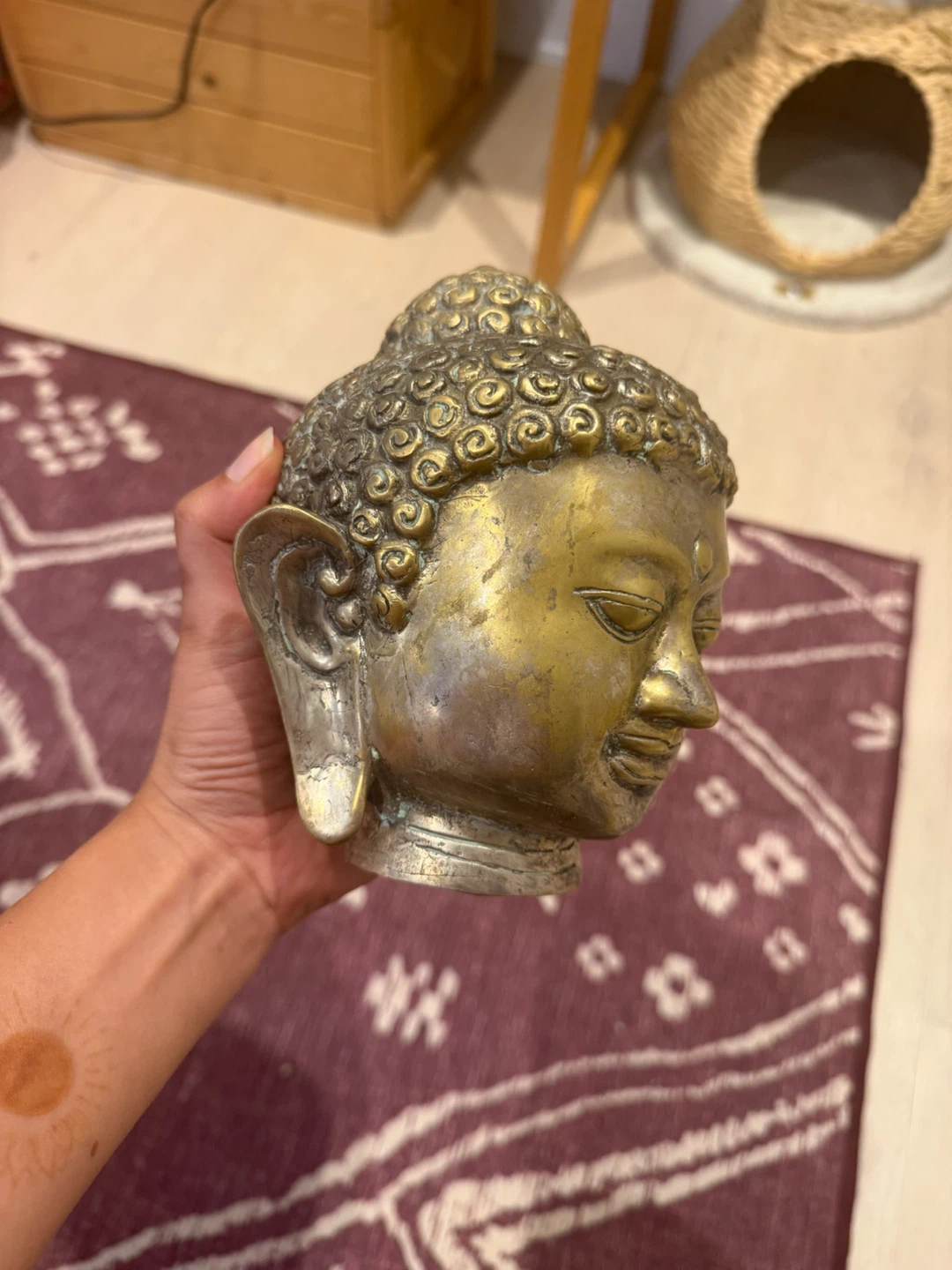 Decorative brass Buddha head statue - photo 2