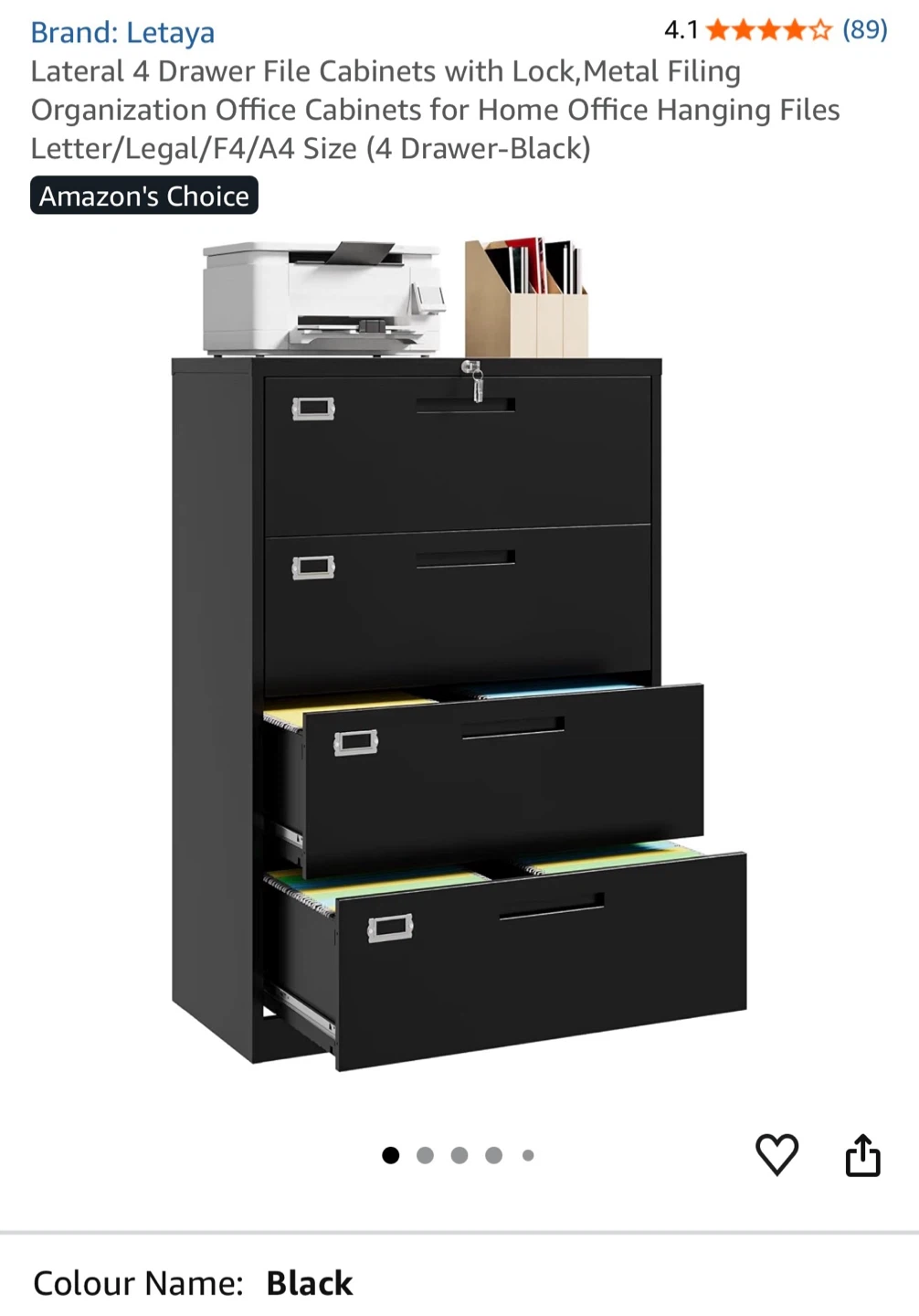 Letaya 4-Drawer Lateral Metal File Cabinet - photo 2