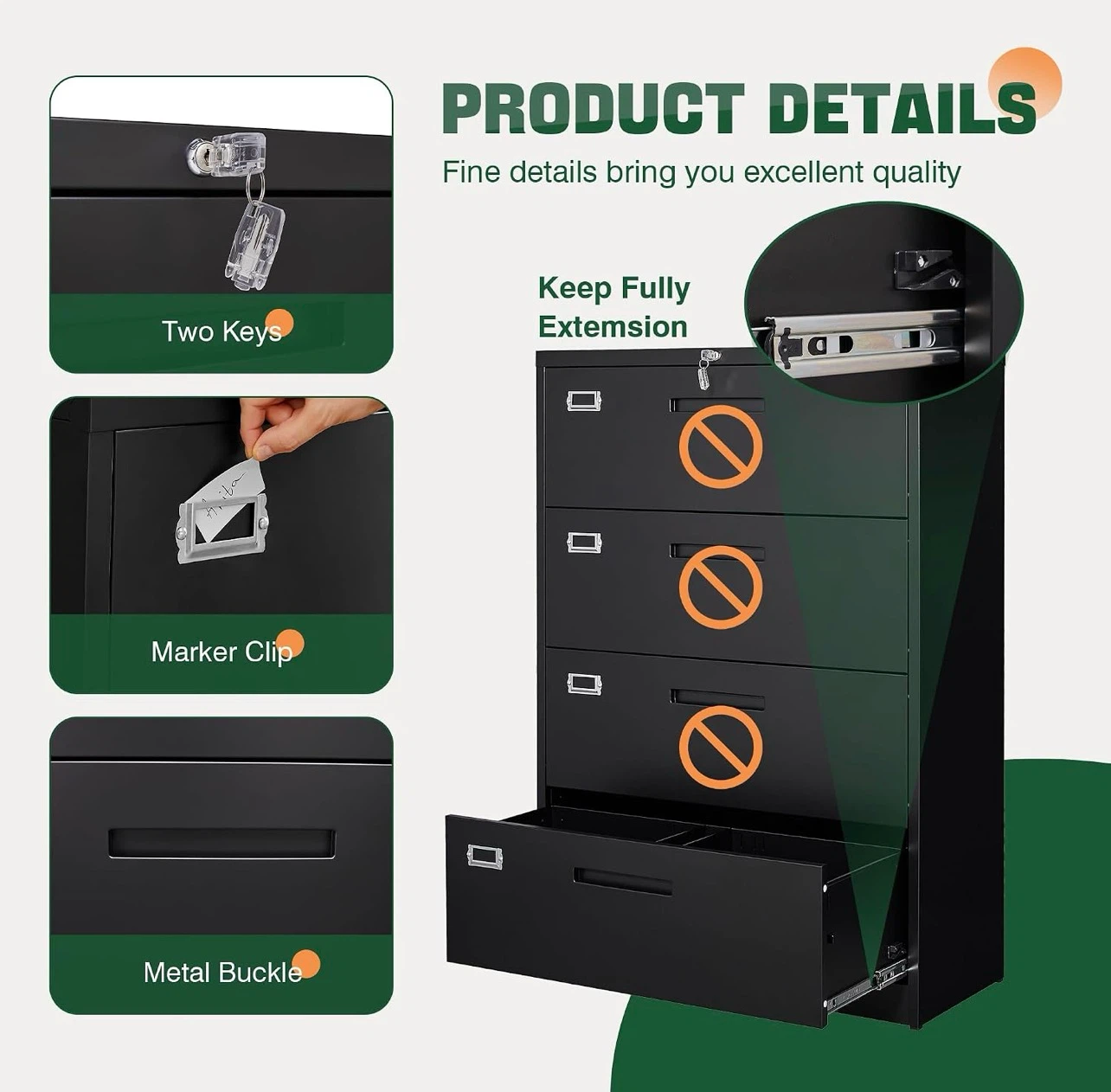 Letaya 4-Drawer Lateral Metal File Cabinet - photo 4