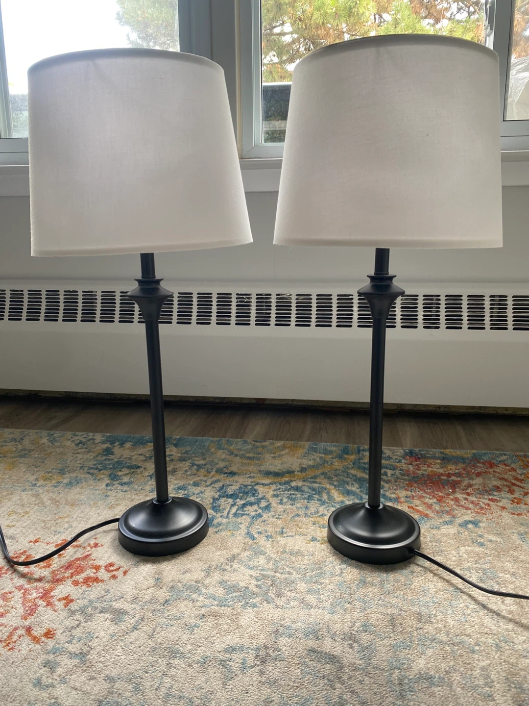Pair of Two Black Table Lamps
