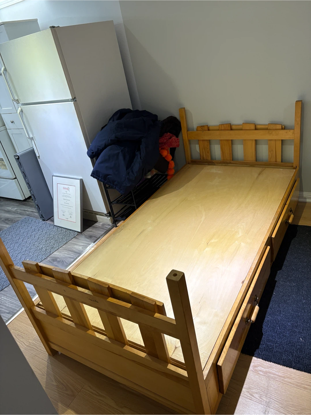 Solid Wood Twin Bed Frame with 2 Storage Drawers - photo 2