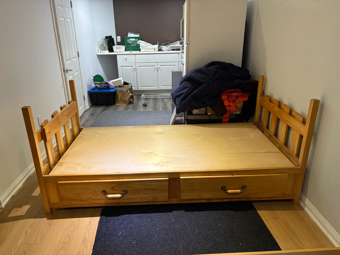 Solid Wood Twin Bed Frame with 2 Storage Drawers - photo 3