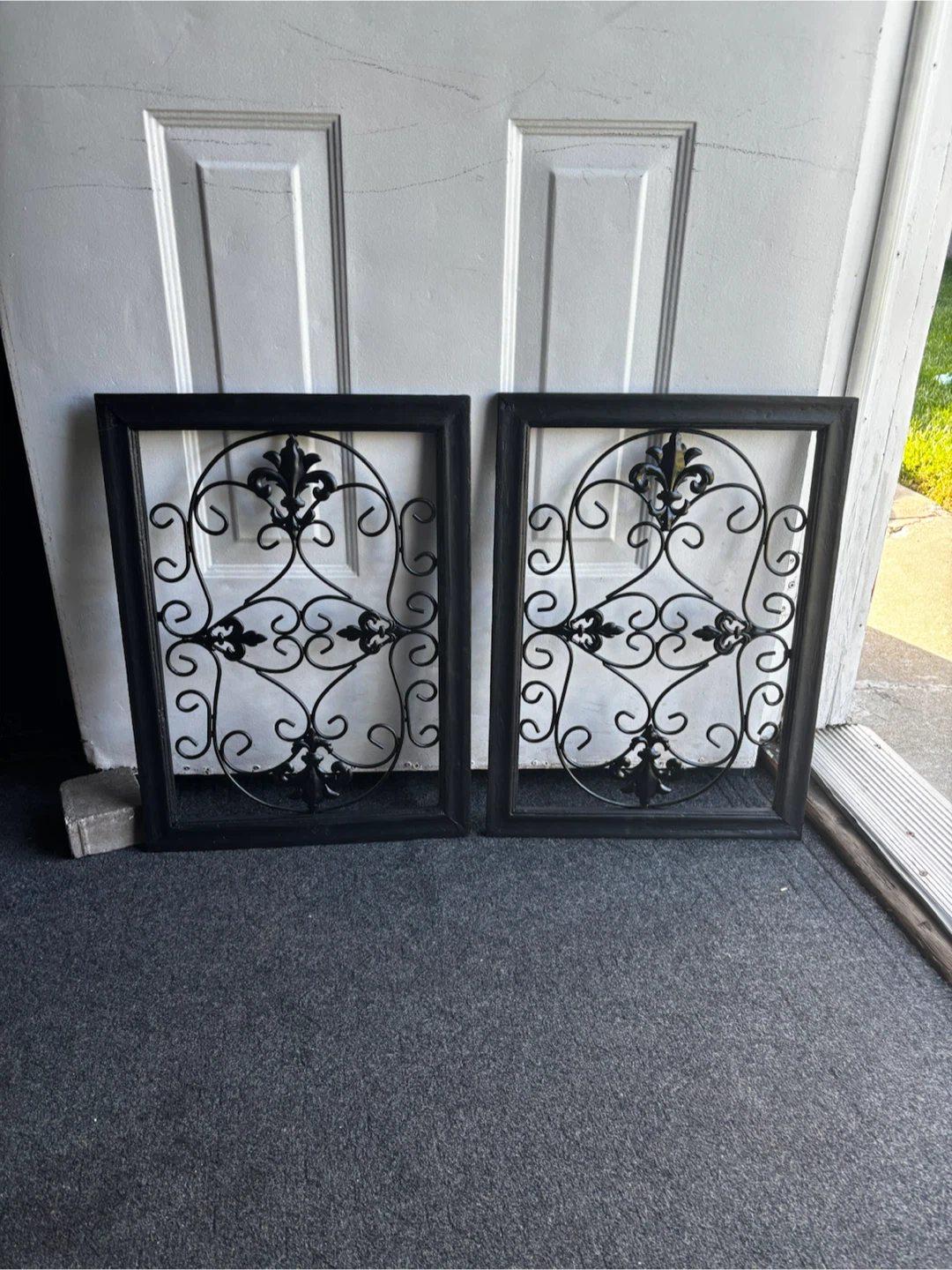 Set of Two Black Metal Wall Art Panels