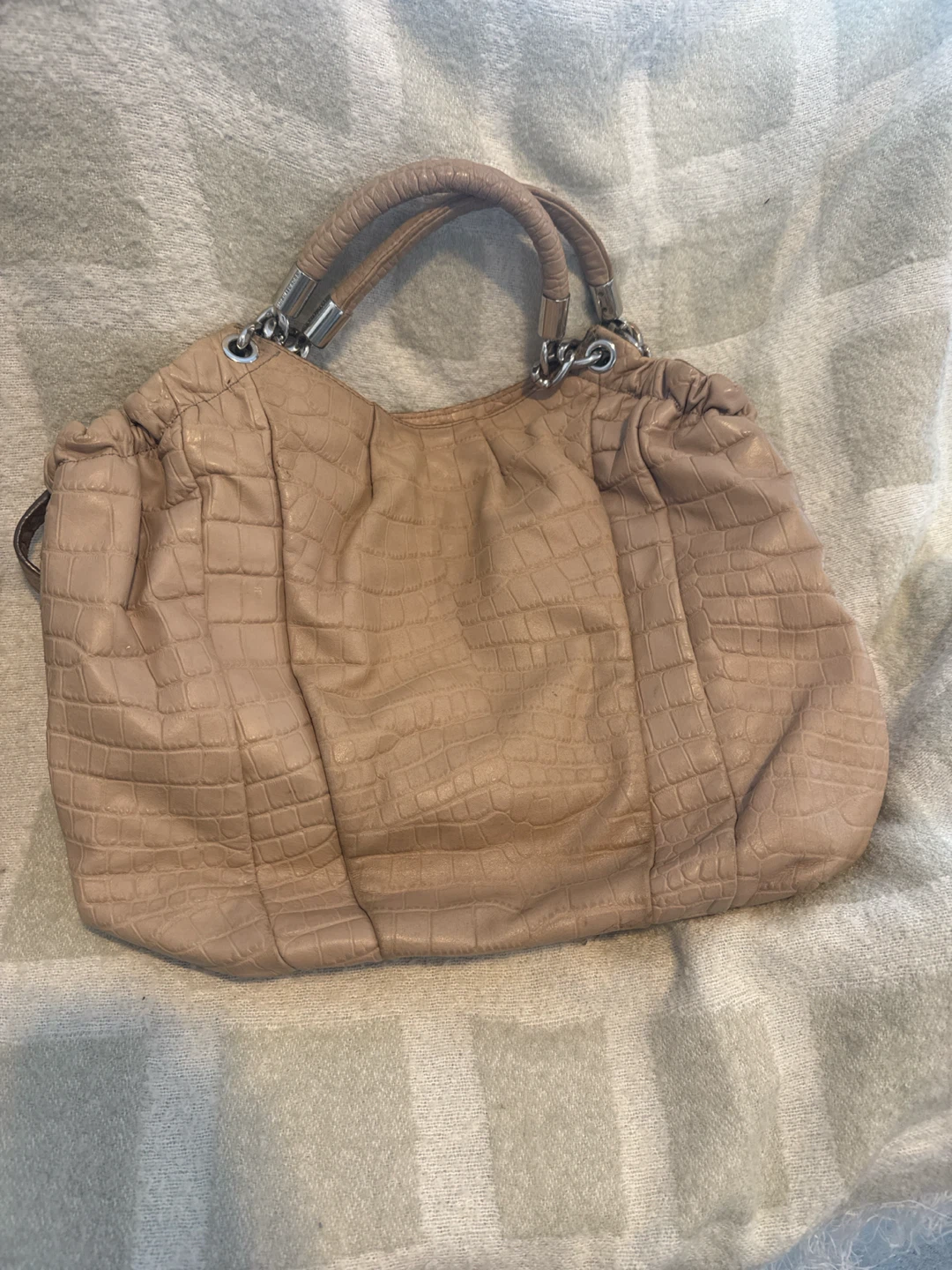 Michael Kors Tan Croc Embossed Handbag
