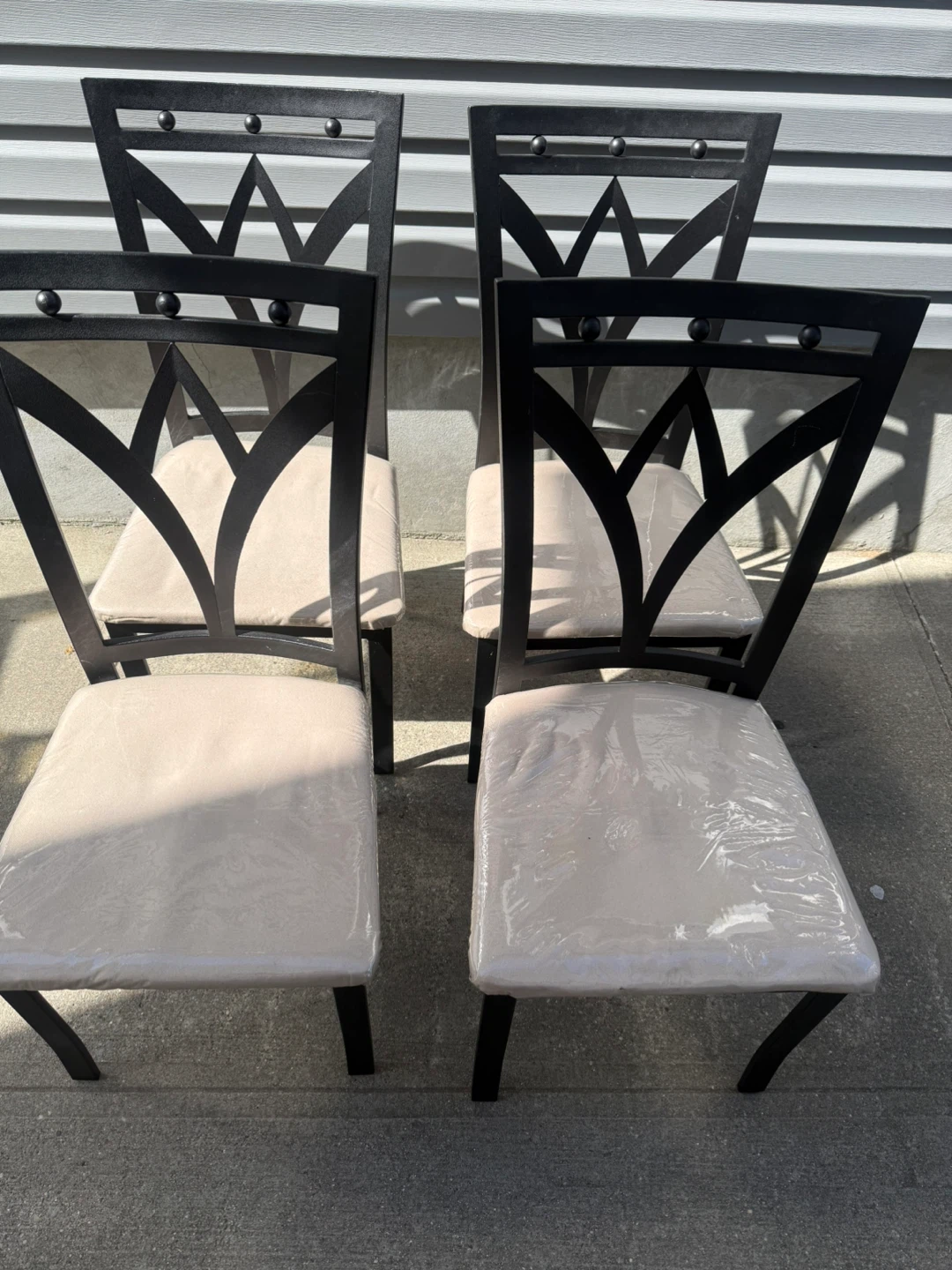 Set of 4 Black Metal Dining Chairs