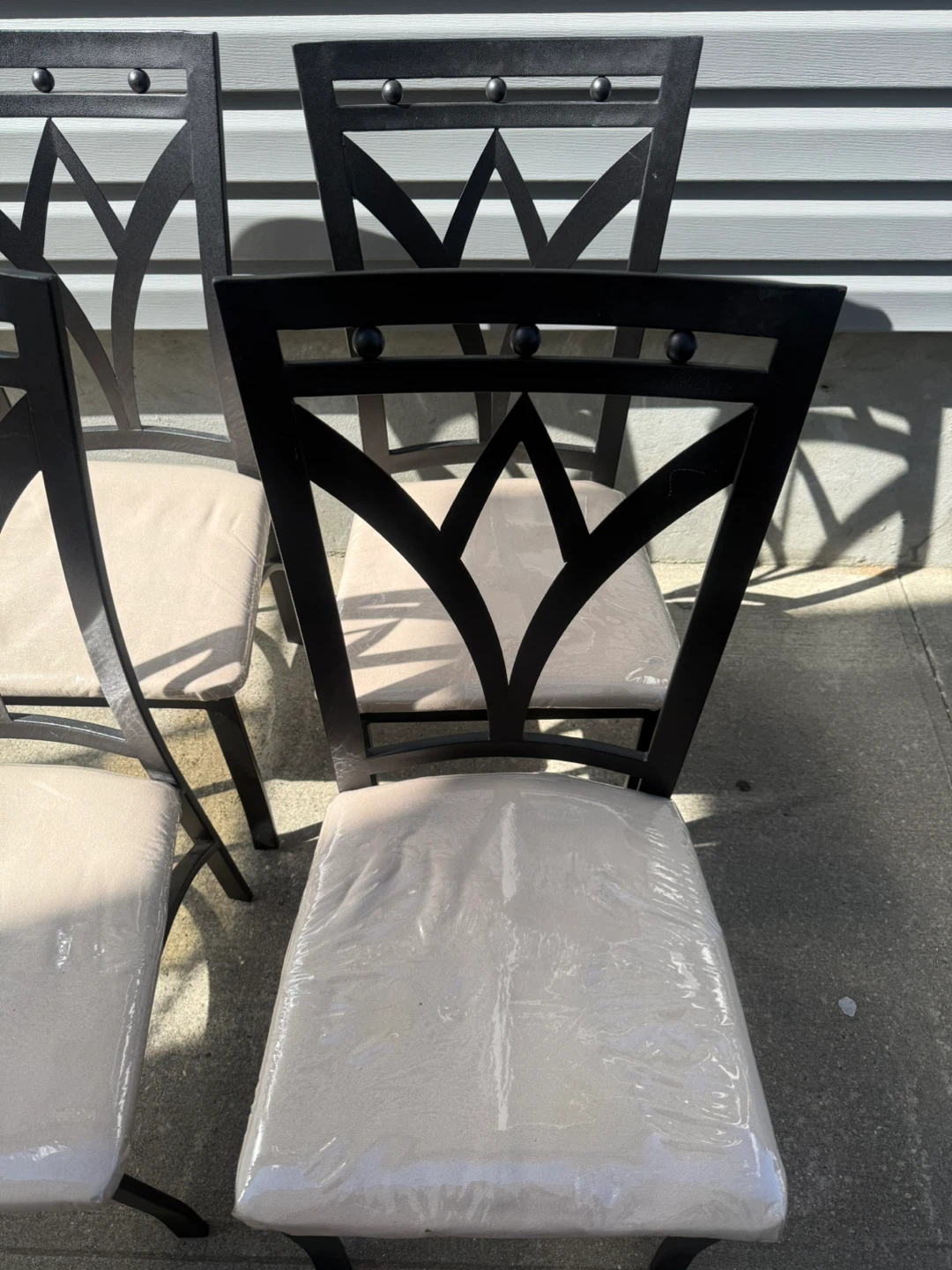 Set of 4 Black Metal Dining Chairs - photo 4
