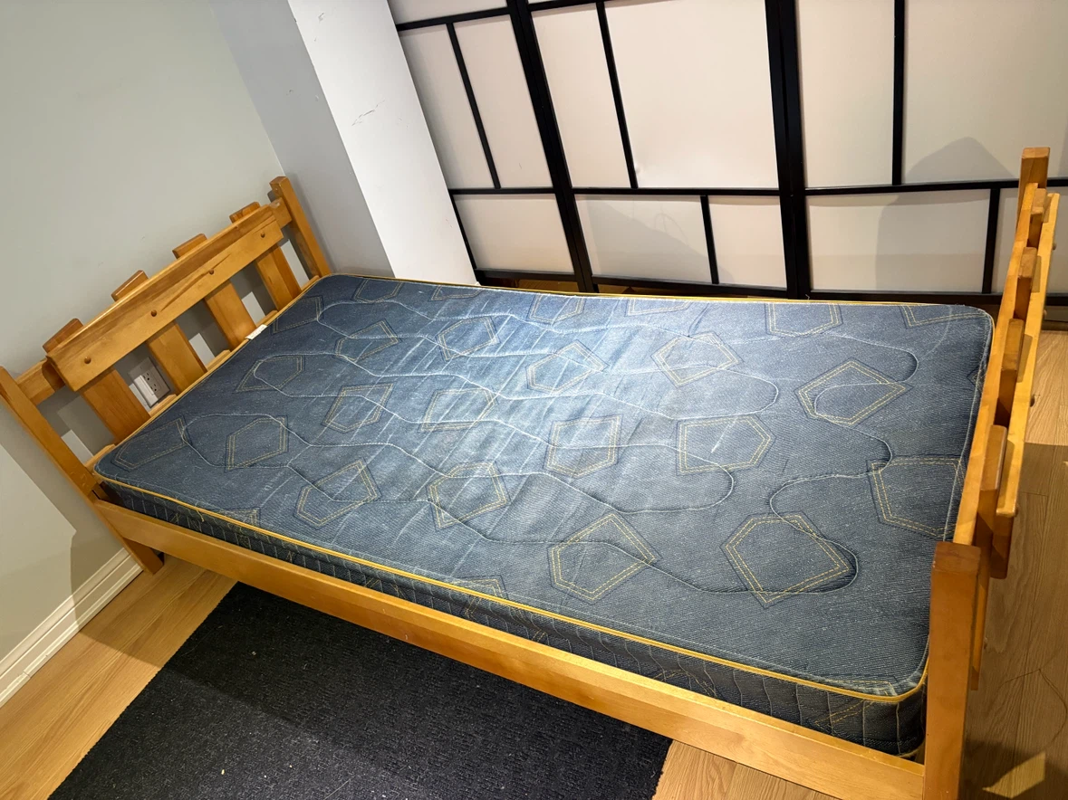 Wooden Twin Bed Frame with Mattress - photo 2