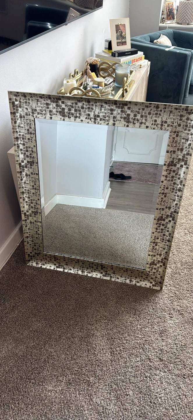 Rectangular Wall Mirror with Mosaic Frame - photo 2