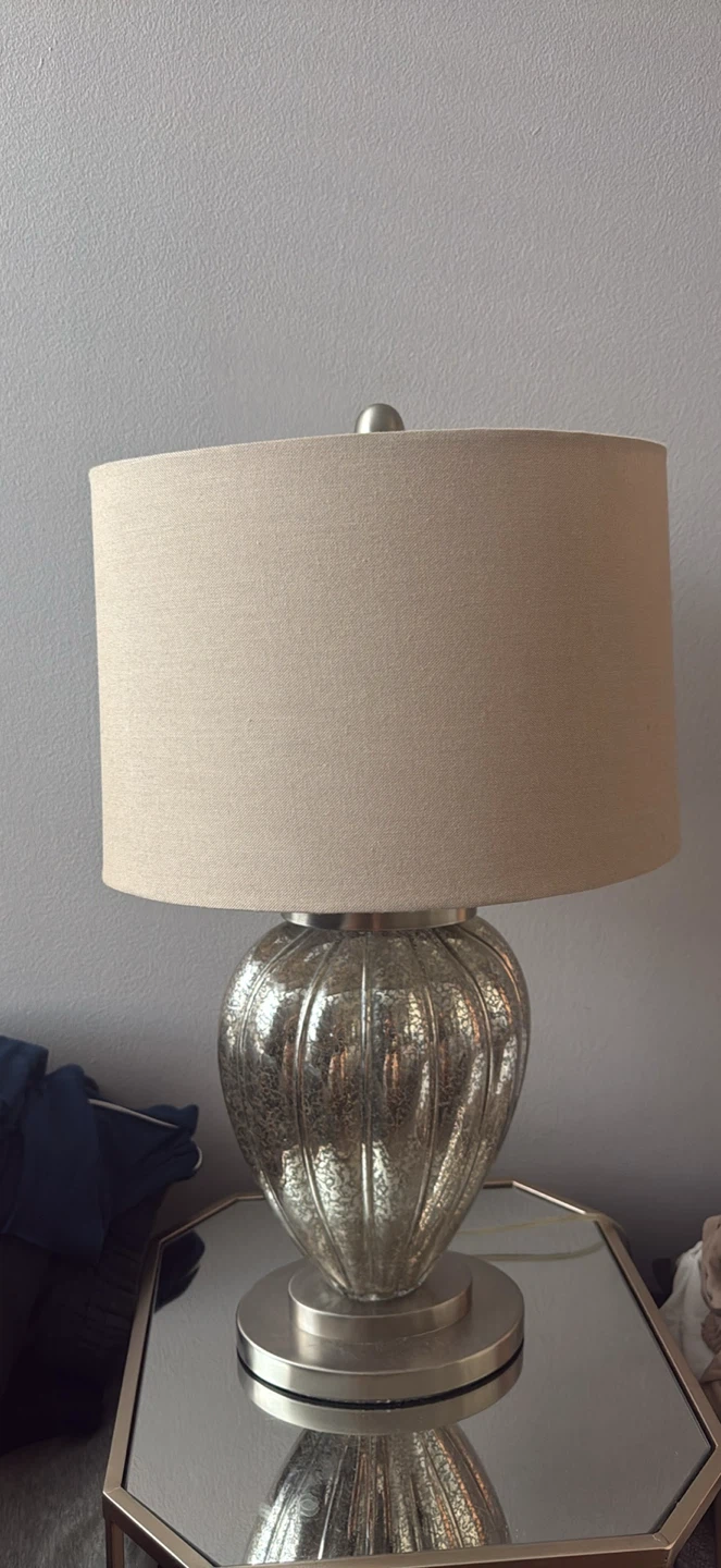 Mercury Glass Table Lamp with Drum Shade - photo 2