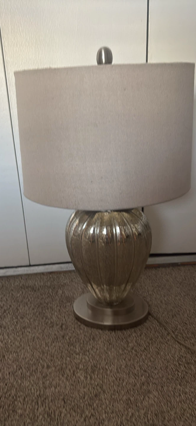 Mercury Glass Table Lamp with Drum Shade - photo 3