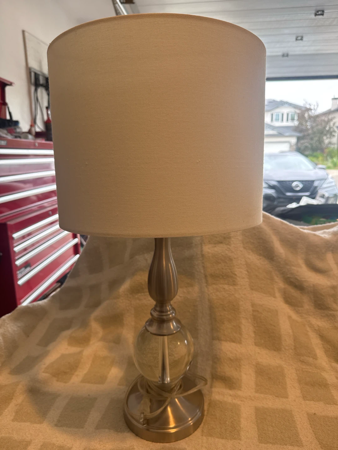 Table lamp with fabric shade