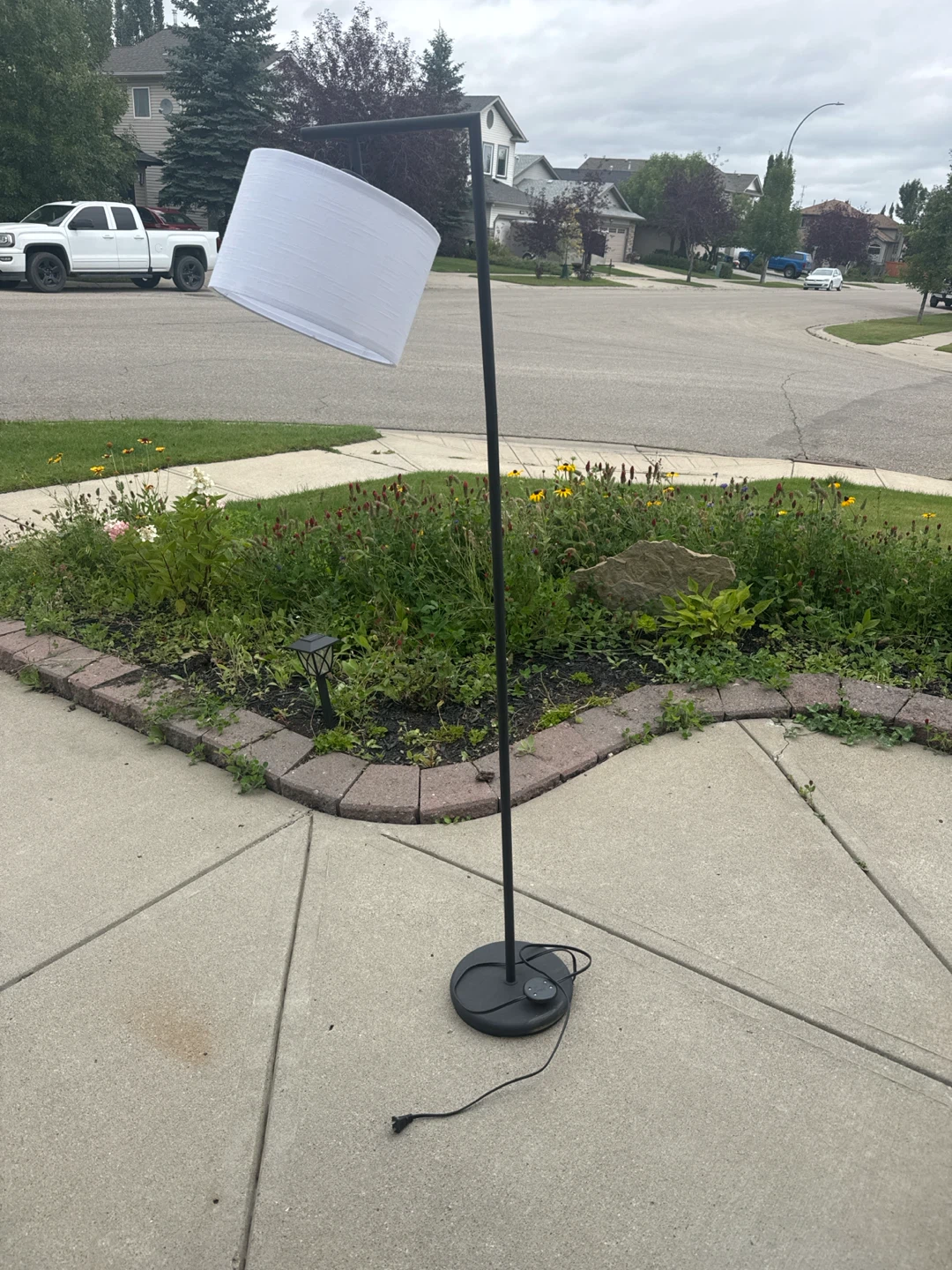 Modern Black Floor Lamp with White Shade