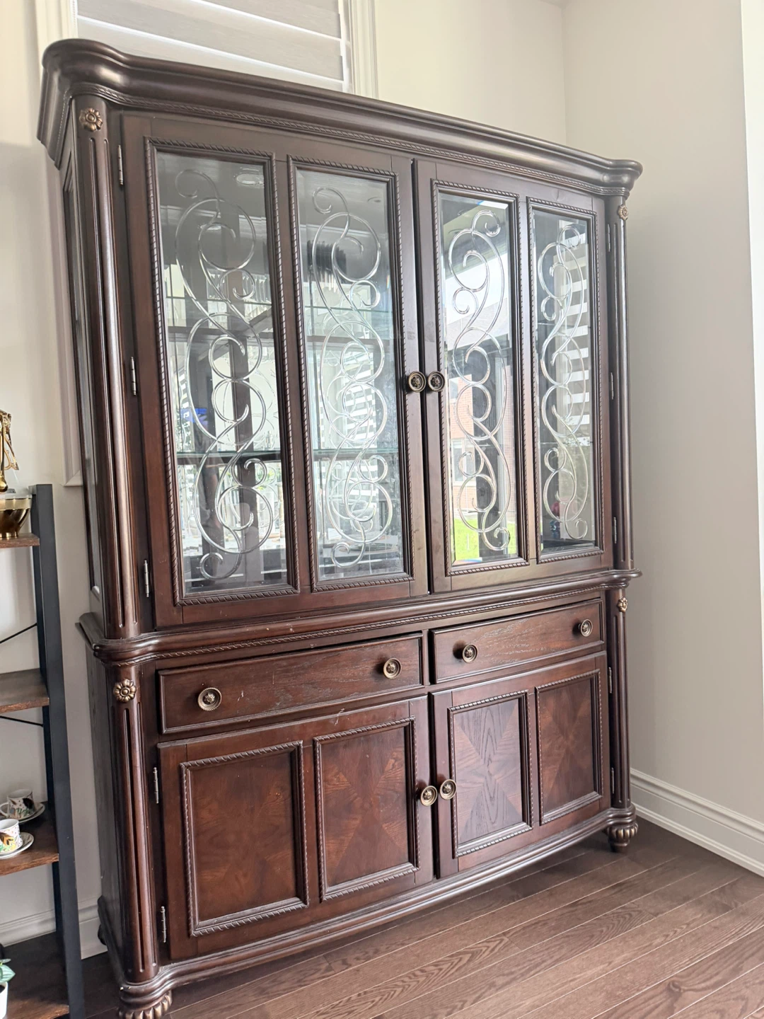 Traditional Dark Wood China Cabinet