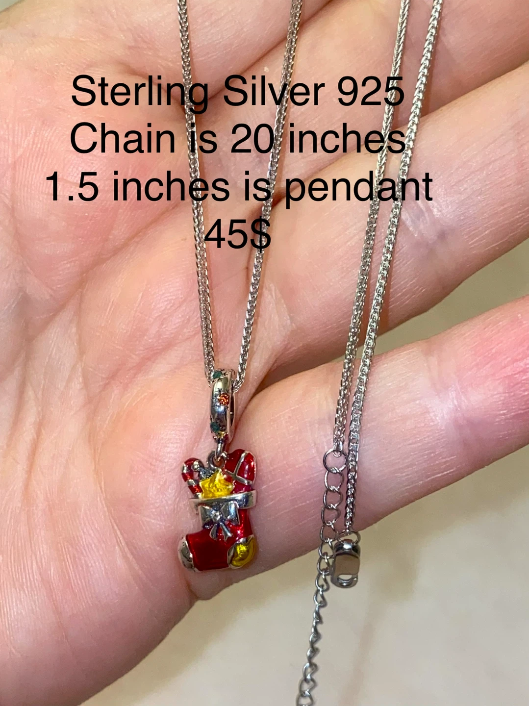 Sterling Silver 925 Christmas Stocking Necklace - photo 2