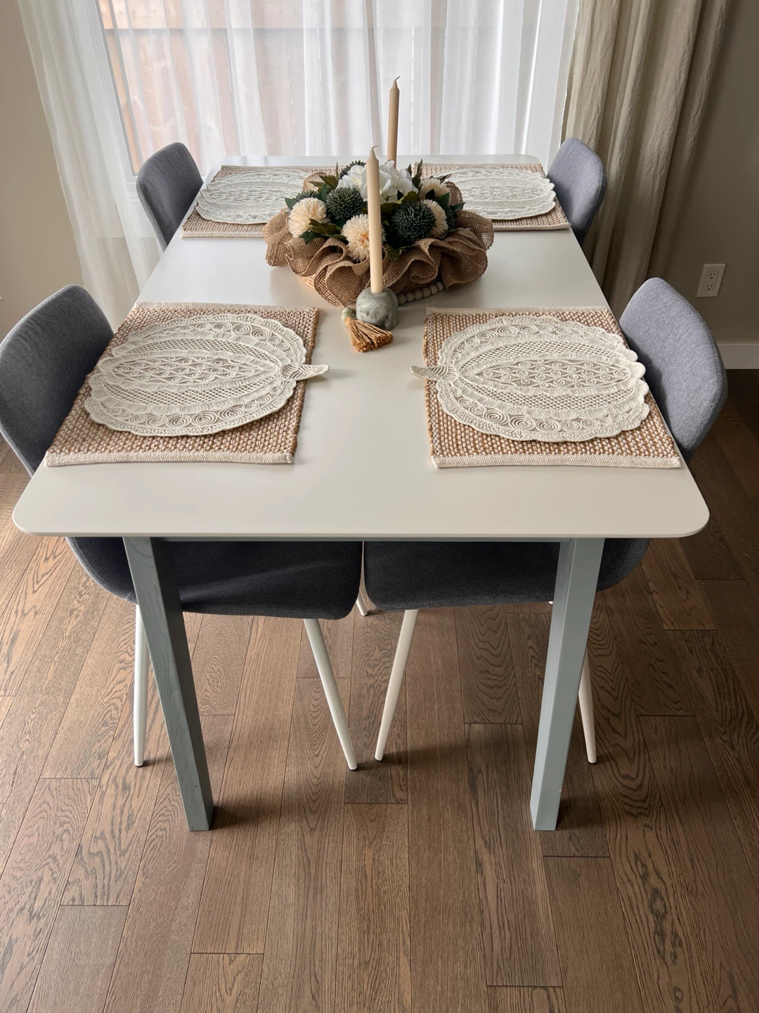 Set of 4 Grey Dining Chairs and table - photo 2