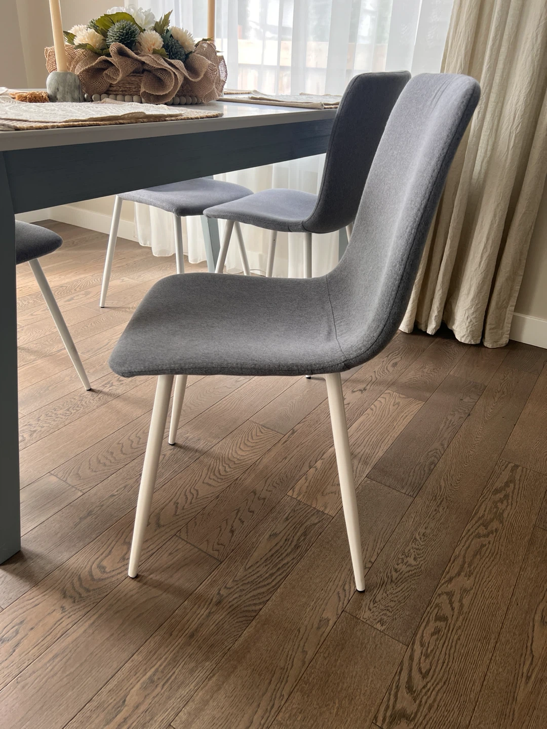 Set of 4 Grey Dining Chairs and table - photo 3