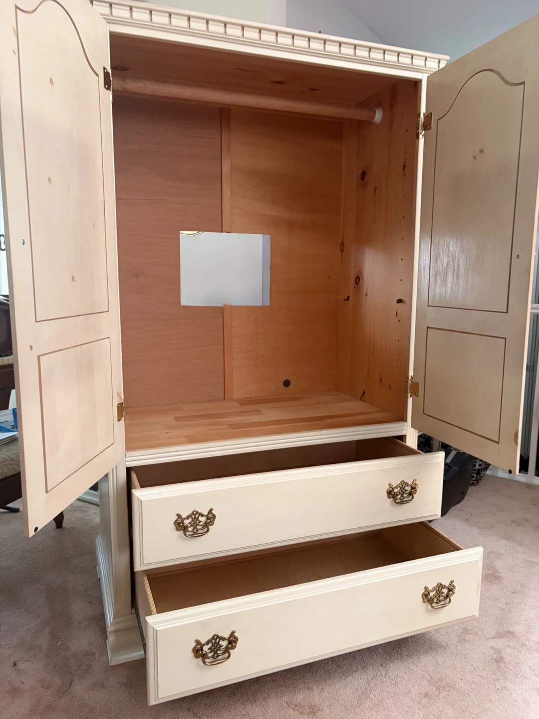 Cream Floral Armoire with Drawers - photo 2