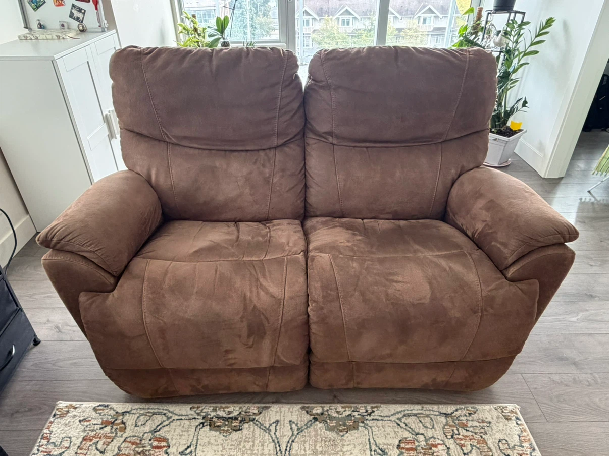 Lazy Boy - Brown Suede Reclining Loveseat