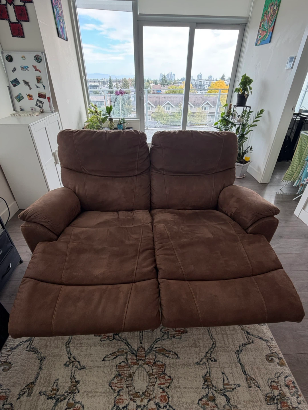 Lazy Boy - Brown Suede Reclining Loveseat - photo 3
