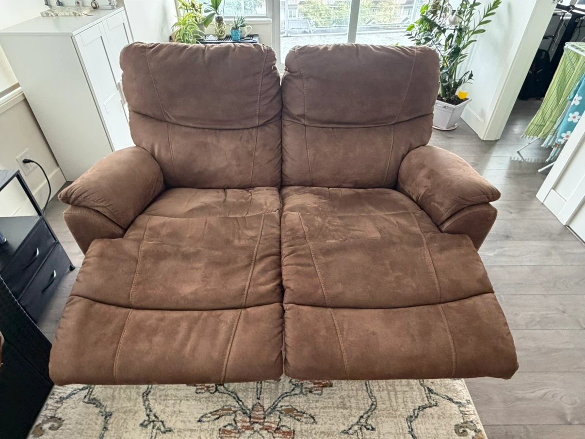 Lazy Boy - Brown Suede Reclining Loveseat - photo 4