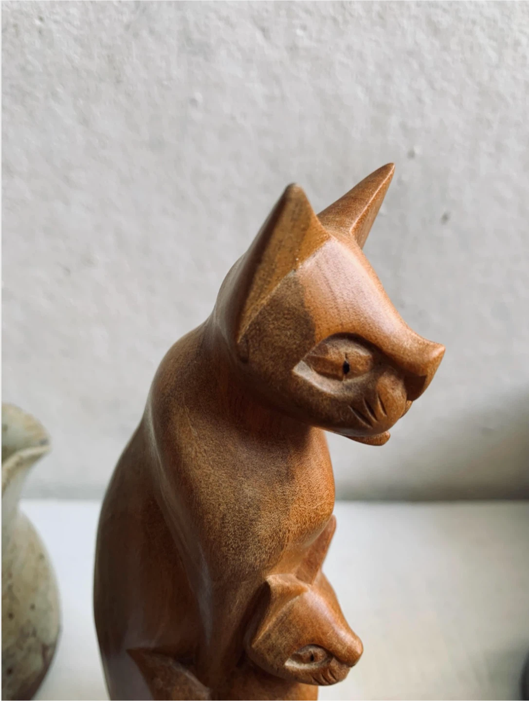 Vintage Wooden Cat and Kitten Figurine - photo 4
