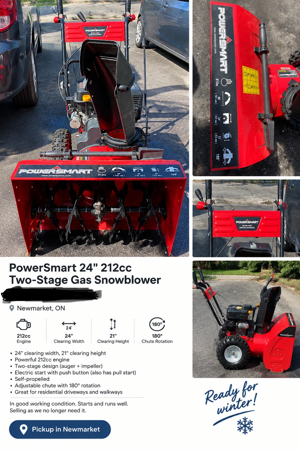 PowerSmart 24" 212cc Two-Stage Gas Snowblower