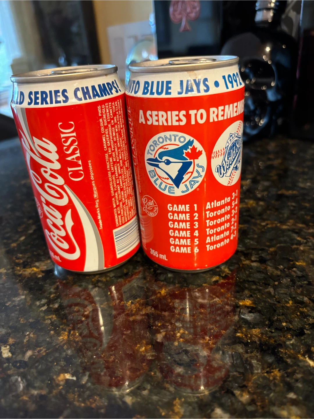 Two 1992 Toronto Blue Jays World Series Coca-Cola Cans